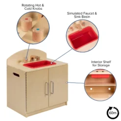 Emma And Oliver Children's Wooden Kitchen Sink With Turnable Knobs For Commercial Or Home Use -Kids Toys Store GUEST 0b7bfda2 4aad 4700 83e0 25f9471ea07f