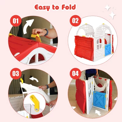 Costway Kids Cottage Playhouse Foldable Plastic Play House Indoor Outdoor Toy Portable 9 Costway Kids Cottage Playhouse Foldable Plastic Play House Indoor Outdoor Toy Portable - Image 7