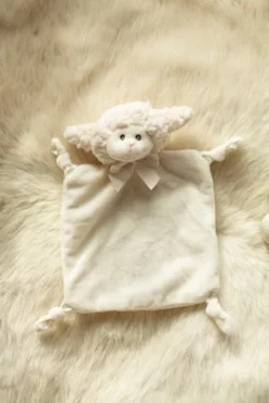 Bearington Baby Wee Lamby, Small Lamb Stuffed Animal Lovey Security Blanket, 8" X 7"