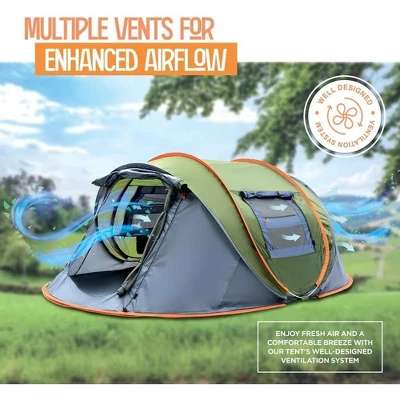 Camping Tent - 4-Person Easy Pop Up Tent With 2 Doors - UPF50+ Waterproof Instant Tent - Lightweight & Portable Family Tents Maple99 7 Camping Tent - 4-Person Easy Pop Up Tent With 2 Doors - UPF50+ Waterproof Instant Tent - Lightweight & Portable Family Tents Maple99 - Image 5