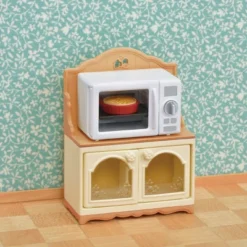 Calico Critters Microwave Cabinet, Dollhouse Furniture And Accessories With "Working" Features