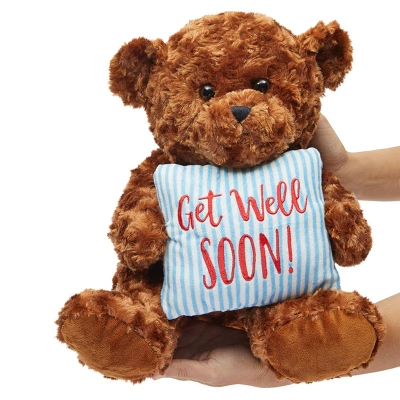 Get Well Soon Bear Plush Pillow, Get Well Soon Bear For Kids, Adults (Dark Brown, 14 In) 4 Get Well Soon Bear Plush Pillow, Get Well Soon Bear For Kids, Adults (Dark Brown, 14 In) - Image 2