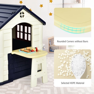 Costway Kid's Playhouse Games Cottage W/ 7 PCS Toy Set & Waterproof Cover 10 Costway Kid's Playhouse Games Cottage W/ 7 PCS Toy Set & Waterproof Cover - Image 8