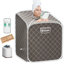 Costway Portable 2L Steam Sauna Spa Tent With Chair Grey/Black/Coffee -Kids Toys Store GUEST 3fbc1d67 7521 48c8 8b98 24dfcd657c9a