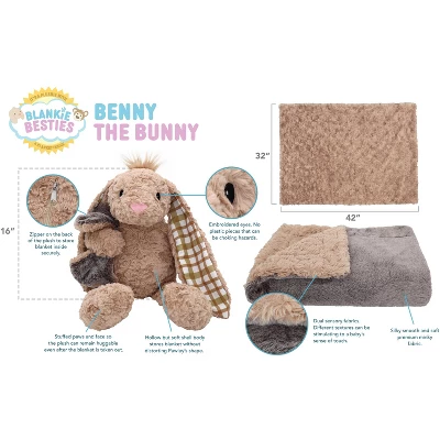 Plushible Blankie Besties 2-in-1 Plush And Blanket Benny The Bunny 9 Plushible Blankie Besties 2-in-1 Plush And Blanket Benny The Bunny - Image 7