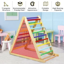 Costway Foldable Wooden Climbing Triangle Indoor Climber W/Ladder For Baby Toddler -Kids Toys Store GUEST 5cf8eb7b 5986 4870 a59c 633eaf7378cd