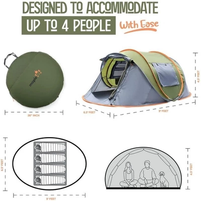 Camping Tent - 4-Person Easy Pop Up Tent With 2 Doors - UPF50+ Waterproof Instant Tent - Lightweight & Portable Family Tents Maple99 3 Camping Tent - 4-Person Easy Pop Up Tent With 2 Doors - UPF50+ Waterproof Instant Tent - Lightweight & Portable Family Tents Maple99