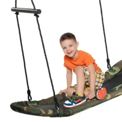 Costway Saucer Tree Swing Surf Kids Outdoor Adjustable Oval Platform Set W/ Handle BlueGreen ColorfulCamouflage Green -Kids Toys Store GUEST 81d5568f cb0d 48a4 92e1 c08deddcb4c3