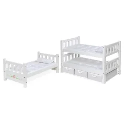 Badger Basket 1-2-3 Convertible Doll Bunk Bed With Bedding And Baskets - White Rose -Kids Toys Store GUEST 9243b43d ff46 4e9a 892f 256c2d943f34