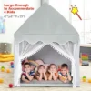 Costway Kids Play Tent Large Playhouse Children Play Castle Fairy Tent Gift W/ Mat Gray
