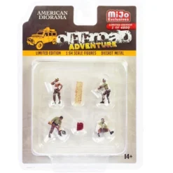 "Off-Road Adventure" 6 Piece Diecast Set (4 Figures & 2 Accessories) Ltd Ed To 4800 Pcs 1/64 Scale Models By American Diorama