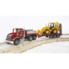 Bruder MACK Granite Flatbed Truck With JCB Loader Backhoe