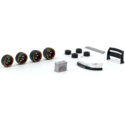 "AL13 Wheels DC 003" Red And Black Wheels And Parts Designed For RWB Models "Parts64" Series For 1/64 Model Cars By Tarmac Works