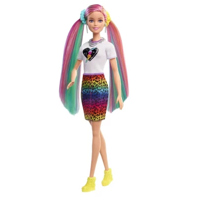 Barbie Leopard Rainbow Hair Doll - Rainbow Skirt 4 Barbie Leopard Rainbow Hair Doll - Rainbow Skirt - Image 2