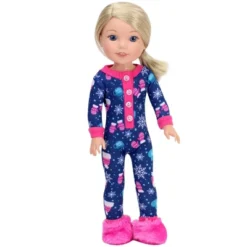Sophia’s One Piece Winter Pajamas And Slippers For 14.5" Dolls, Blue/Hot Pink -Kids Toys Store GUEST a38c7d80 1e01 477c 9552 caa1f1a1cbcf