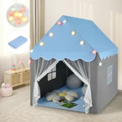 Costway Kids Playhouse Tent Large Castle Fairy Tent Gift W/Star Lights Mat -Kids Toys Store GUEST a517adb9 0618 44b3 8a9b b665f6a12921