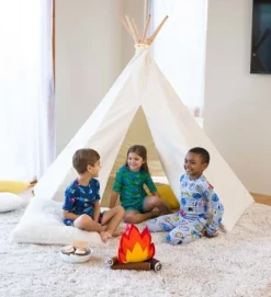HearthSong 7Õ Cotton Canvas And Wooden Pole Indoor/Outdoor Family Tent With 7Õ Battery-Operated Tent Lights -Kids Toys Store GUEST a9b719b6 4fd7 4b08 8f27 18f2c46eae0e