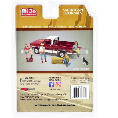 "Western Style" 6 Piece Diecast Set (4 Figurines And 2 Accessories) For 1/64 Scale Models By American Diorama 4 "Western Style" 6 Piece Diecast Set (4 Figurines And 2 Accessories) For 1/64 Scale Models By American Diorama - Image 2