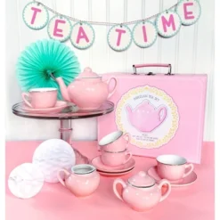 Bright Stripes Porcelain Tea Set - Pink