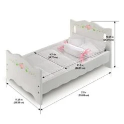 Badger Basket Doll Bed With Bedding And Free Personalization Kit - White Rose -Kids Toys Store GUEST b7264bbf b893 4e87 b67f 1b6241910436