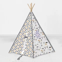 Bacati - Woodlands Gray/Beige Play Tent For Kids/Toddlers, 100% Cotton Percale Fabric Cover -Kids Toys Store GUEST c3ad3ac9 8113 482a 924d 94c3bc9d2fdd