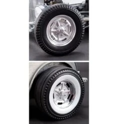 Chrome Salt Flat Wheel And Tire Set Of 4 Pieces From "1932 Ford 5 Window Hot Rod" 1/18 By Acme 1/18 By Acme