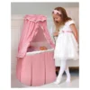 Badger Basket Kisses Rocking Doll Bassinet - Pink/White