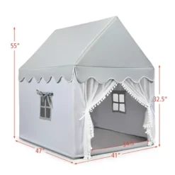 Costway Kids Play Tent Large Playhouse Children Play Castle Fairy Tent Gift W/ Mat Gray -Kids Toys Store GUEST ced6e0cc ce45 46d4 ab5d ac272b1269cf