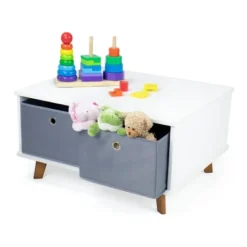 Morgan Mid-Century Kids' Activity Table With Fabric Storage Bins White/Gray - Humble Crew -Kids Toys Store GUEST daf4b011 49d3 42e6 9c9d b0b0eb1d7bb3
