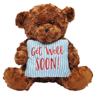 Get Well Soon Bear Plush Pillow, Get Well Soon Bear For Kids, Adults (Dark Brown, 14 In) 5 Get Well Soon Bear Plush Pillow, Get Well Soon Bear For Kids, Adults (Dark Brown, 14 In) - Image 3