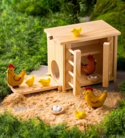 HearthSong Wooden Chicken Coop With Real Working Doors And Ramp For Imaginative Play, Measures 9_"L X 5_"W X 8"H -Kids Toys Store GUEST ee5a09df 5b0b 4da2 888a 00ad7a00cedf