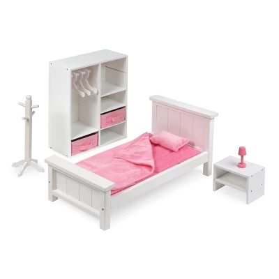 Bedroom Furniture Set For 18" Dolls - White/Pink 5 Bedroom Furniture Set For 18" Dolls - White/Pink - Image 3
