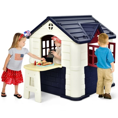 Costway Kid's Playhouse Games Cottage W/ 7 PCS Toy Set & Waterproof Cover 12 Costway Kid's Playhouse Games Cottage W/ 7 PCS Toy Set & Waterproof Cover - Image 10